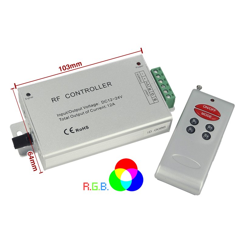Centralina RF Audio Controller Strip Led RGB Cambio Colore A Ritmo Di Musica DC5V 12V 24V Frequenza 433MHz Telecomando Incluso