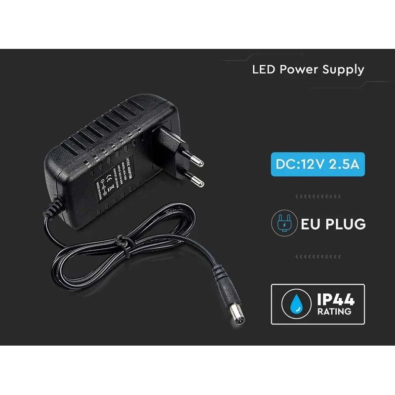 Trasformatore Alimentatore CV Con Spina da Presa Casa AC220V a DC 12V 2,5A 30W Colore Nero SKU-2671