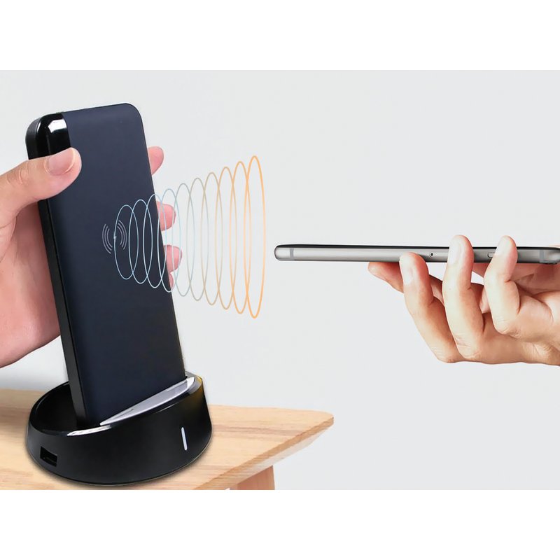 Portable Power Bank 8000 mAh con Display e Supporto Di Ricarica a Poggio Da Tavolo Wireless Colore Nero SKU-8863