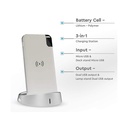 Portable Power Bank 8000 mAh con Display e Supporto Di Ricarica a Poggio Da Tavolo Wireless Colore Bianco SKU-8861