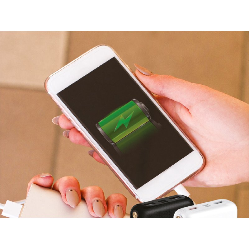Portable Power Bank 10000 mAh Slim con Ricarica Wireless e USB Colore Nero SKU-8909