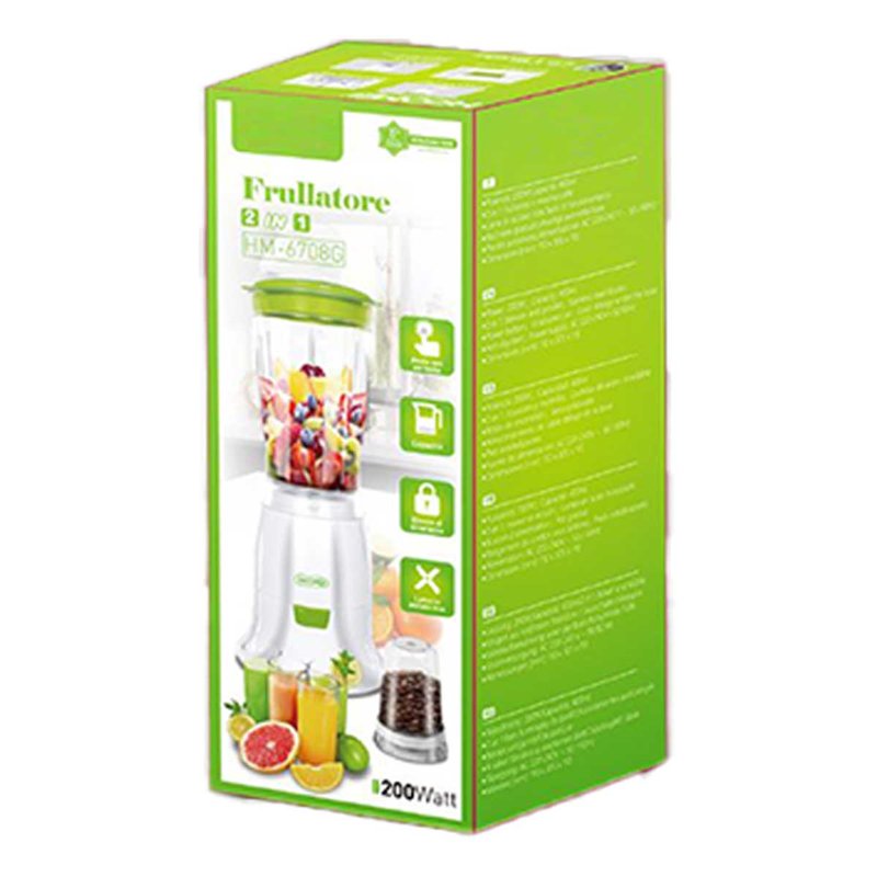 Frullatore Maccinacaffe 2 in 1 Capacita 400mL 170W con Lame in Acciaio Inox Base Antiscivolo Colore Verde