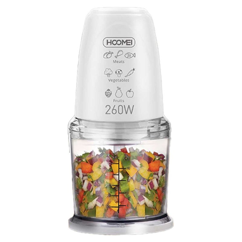 Tritatutto da Cucina Elettrico con Modalita Rapido 260W con Lama in Acciaio Inox Vassoio Capicita Max 500mL Bianco