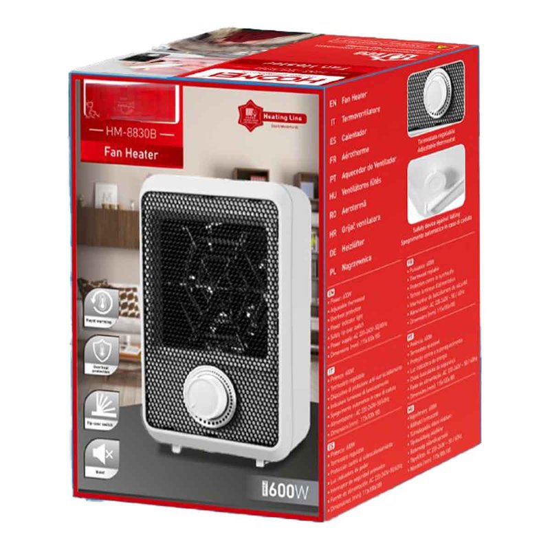 Mini Termoventilatore Elettrico 600W Termostato Regolabile con Protezione Anti Surriscaldamento Colore Bianco