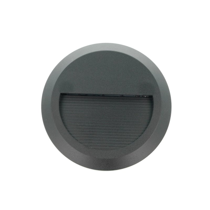 Faretto Luci Led Segnapasso Rotondo Carcassa Nera 2W Bianco Neutro IP65 Montaggio a Plafone SKU-1316