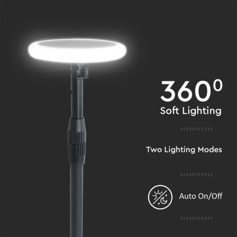 Piantana Solare LED da Giardino 8W con sensore crepuscolare Colore Bianco e Nero 3000K IP65 SKU-6670