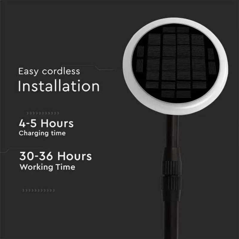 Piantana Solare LED da Giardino 8W con sensore crepuscolare Colore Bianco e Nero 3000K IP65 SKU-6670