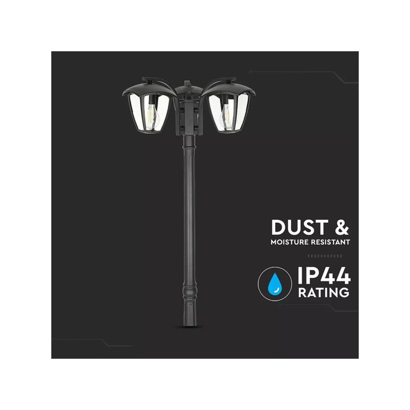 Palo Da Terra Lampada Per Giardino Esterno IP44 Altezza 1990mm Tripla E27 Colore Nero SKU-7063