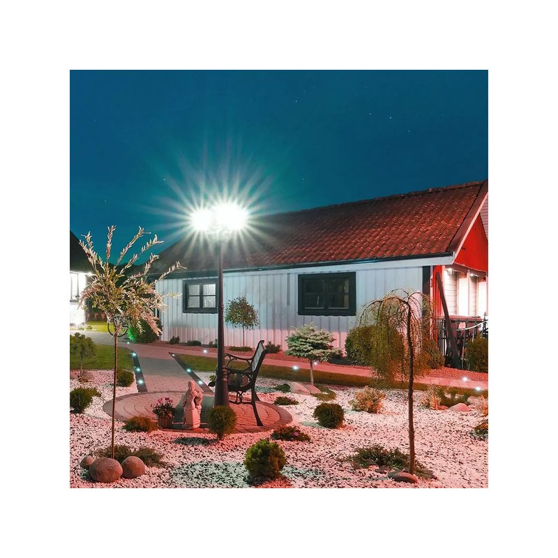 Palo Da Terra Lampada Per Giardino Esterno IP44 Altezza 1990mm Tripla E27 Colore Nero SKU-7063