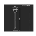 Lampione a Lanterna Palo Da Terra Per Giardino Altezza 950mm Attacco E27 Colore Nero Opaco IP44 SKU-8687