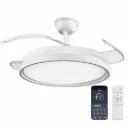 Plafoniera LED con Ventilatore Integrato, 70W 6600lm CCT, Pale Pieghevoli, Motore DC 30W, Telecomando e App Bluetooth 2.4G, 6 Velocità, 3 Colori Luce
