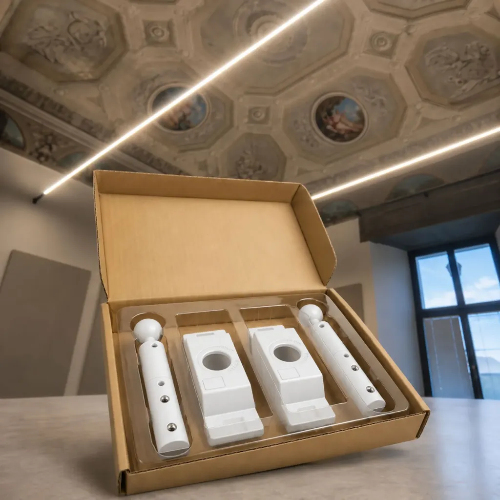 Sistema Illuminazione Cavi Tesi StarLine - Kit Staffe di Fissaggio a Parete per Linee LED a Tensione, Effetto Filo di Luce, Installazione 2 Lati