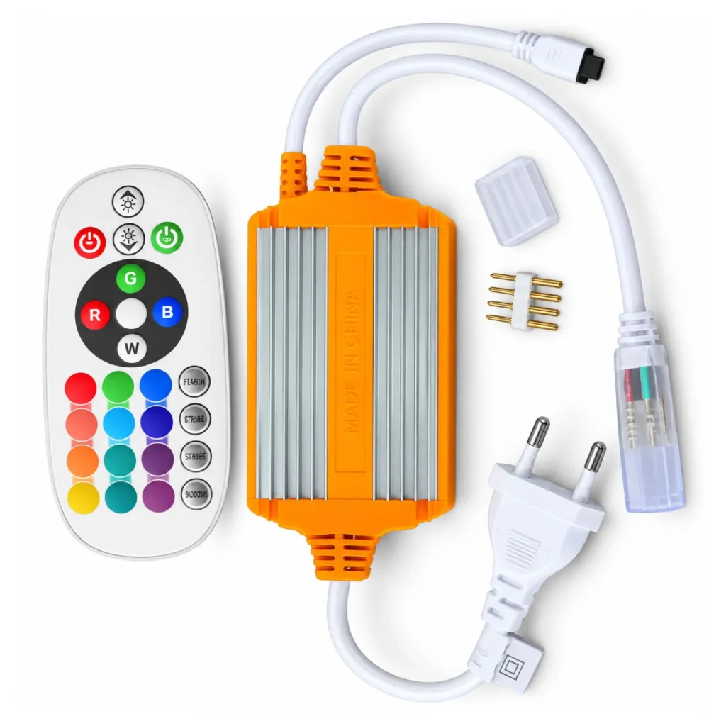 Kit Centralina Controller Con Telecomando e Cavo Alimentazione Con Spina EU per Striscia LED RGB 220V SL065044