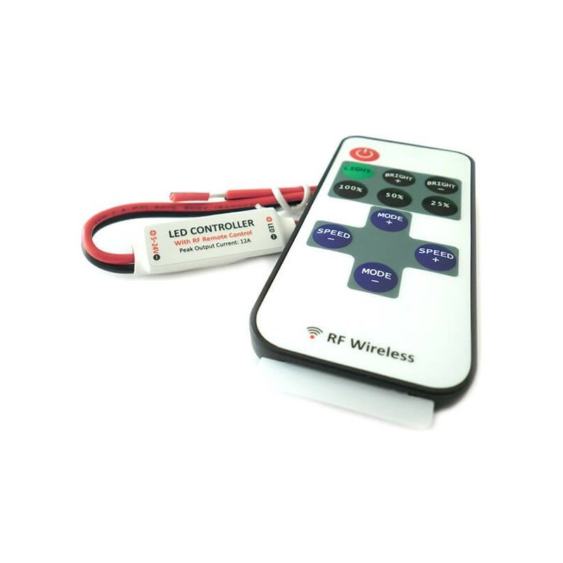 Mini Controller Bobina Led Mono Colore Dimmer Con Telecomando Wireless 12V 24V 72W RF101