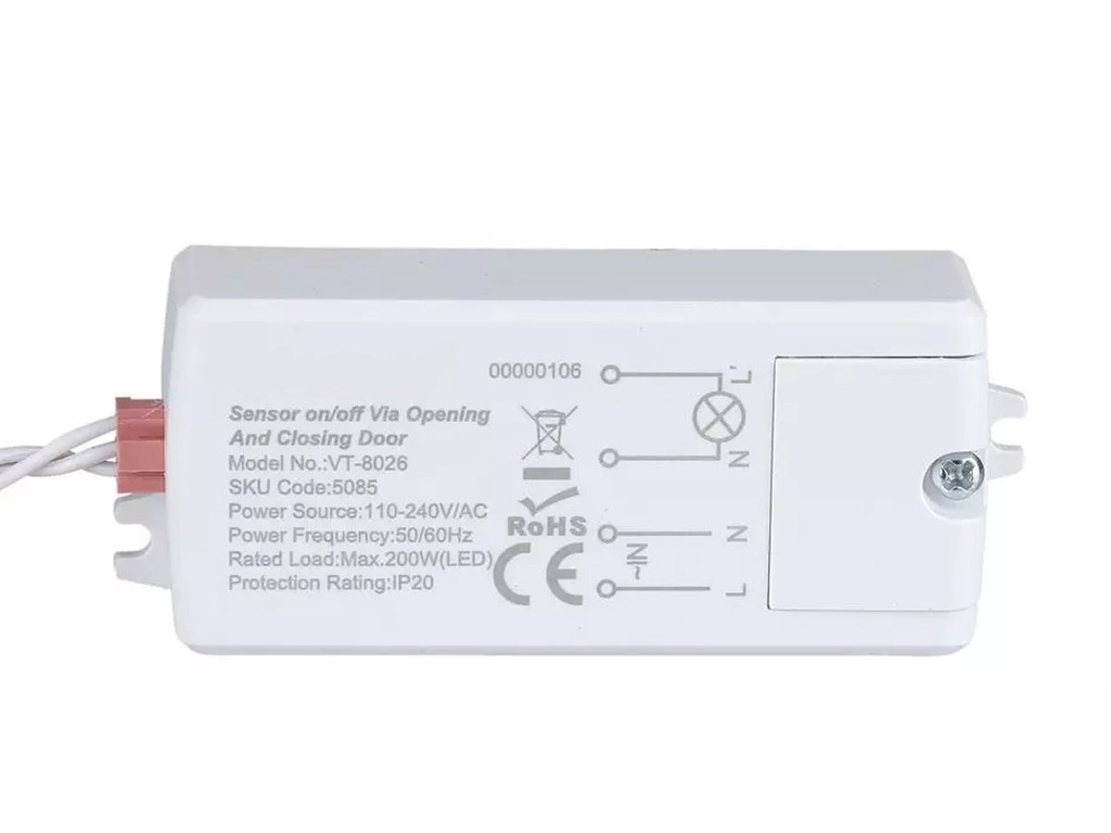 Sensore Apertura Porta Anta On Off Door Sensor Switch 220V Max 200W Per Lampada Led SKU-5085