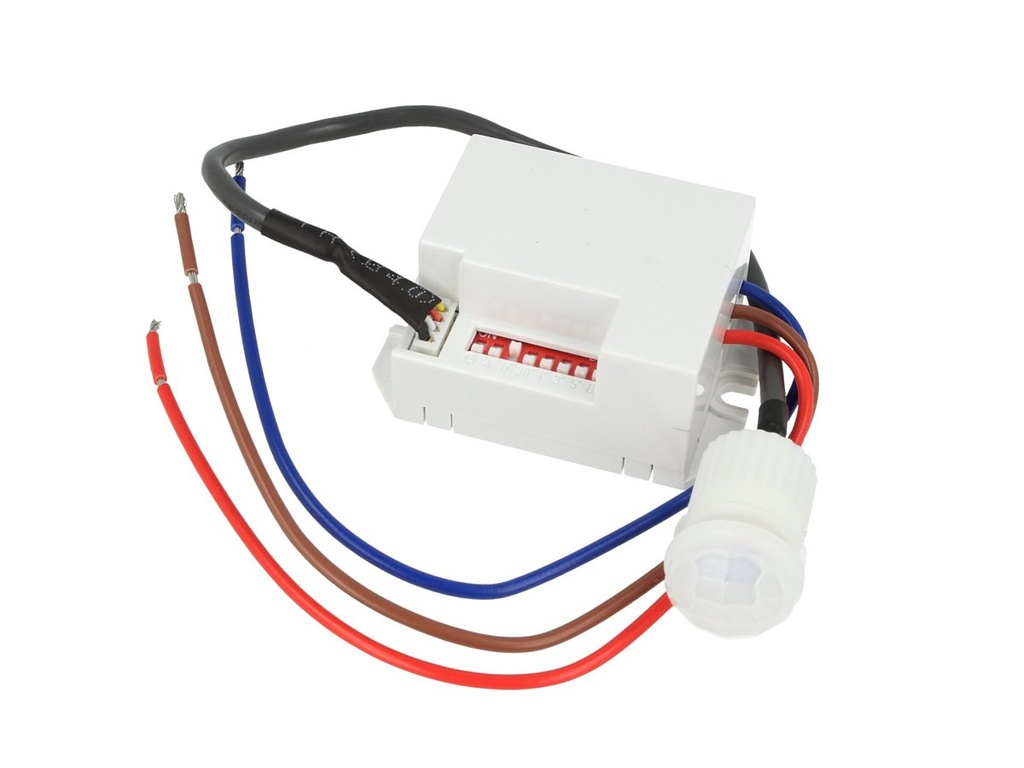 Sensore di Movimento a Infrarossi e Crepuscolare Montaggio Da Incasso Foro 12mm IP20 360 Gradi SKU-5082