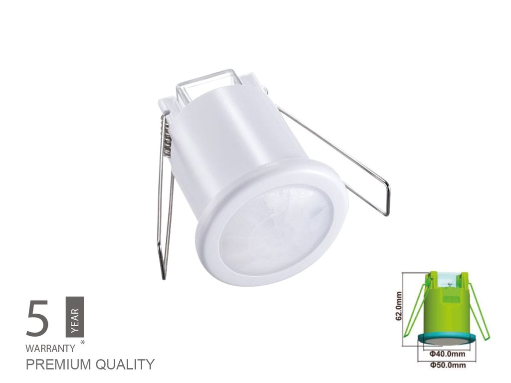 Sensore di Movimento PIR Mini Montaggio Da Incasso Soffitto Bianco 360 Gradi SKU-6608