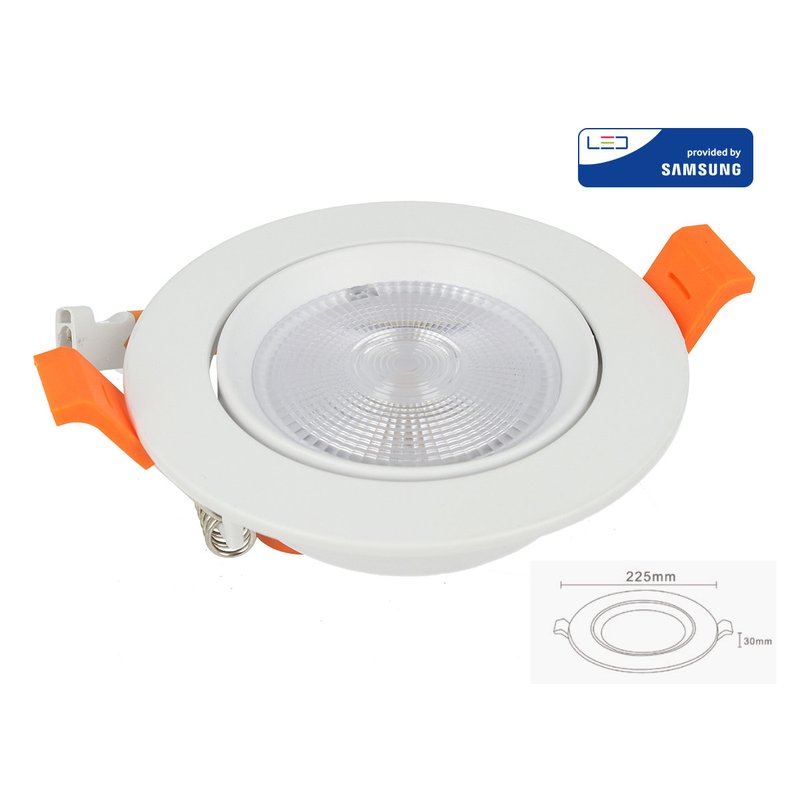 Faretto LED Samsung da Incasso Rotondo Inclinabile 30W, 2920 lm, Fascio 50°