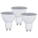 Set 3 Lampade LED GU10 5W 220V, 110°, diffusore opale, 3000K/4000K/6500K