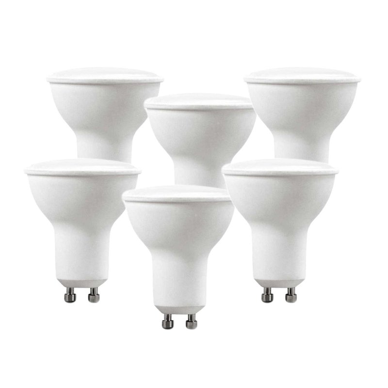 Set 6 Lampade LED GU10 5W 220V, 110°, diffusore opale, 3000K/4000K/6500K