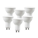 Set 6 Lampade LED GU10 5W 220V, 110°, diffusore opale, 3000K/4000K/6500K