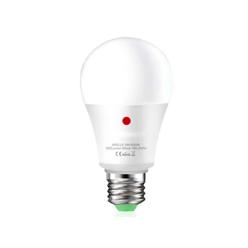 Lampada A Led E27 Con Sensore Crepuscolare 9W 900 Lumen A60 Day Night Sensor, Disponibili 3000K 6500K