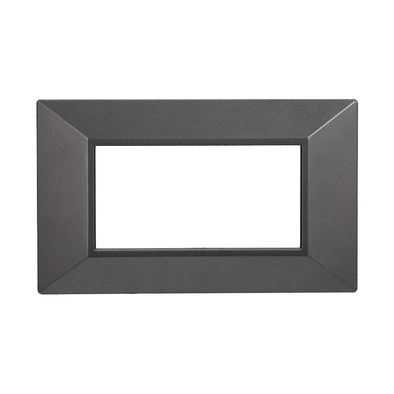 ETTROIT Placca Piramide Serie Moon 4P Colore Accaio Scuro Compatibile Con Bticino Axolute
