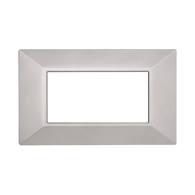 ETTROIT Placca Piramide Serie Moon 4P Colore Silver Compatibile Con Bticino Axolute