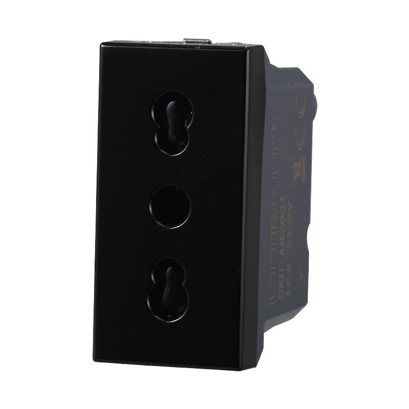 Presa Bipasso Bivalente 2P+T 10/16A Colore Nero Compatibile Con Bticino Axolute