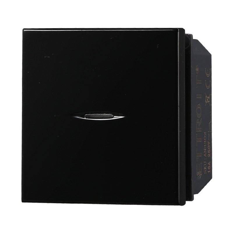 ETTROIT Pulsante Assiale 2M 2P 16A Colore Nero Compatibile Con Bticino Axolute