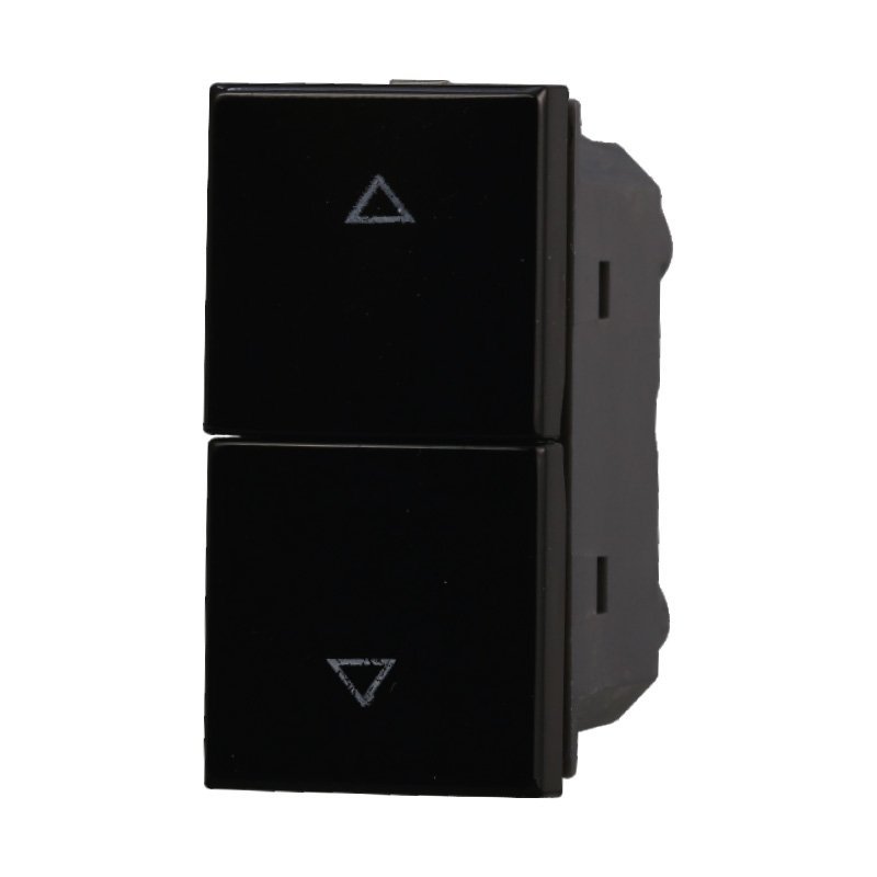 ETTROIT Pulsante Interbloccato Doppio Saliscendi 1P+1P 10A Colore Nero Compatibile Con Bticino Axolute