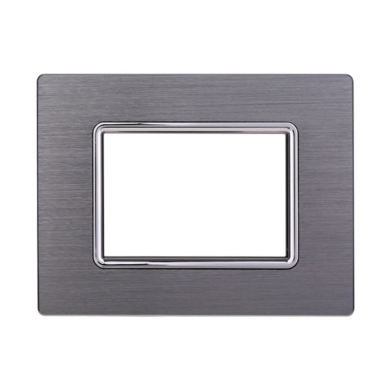 ETTROIT Placca In Alluminio Serie Space 3P Colore Silver Compatibile Con Bticino Living Light