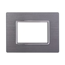 ETTROIT Placca In Alluminio Serie Space 3P Colore Silver Compatibile Con Bticino Living Light