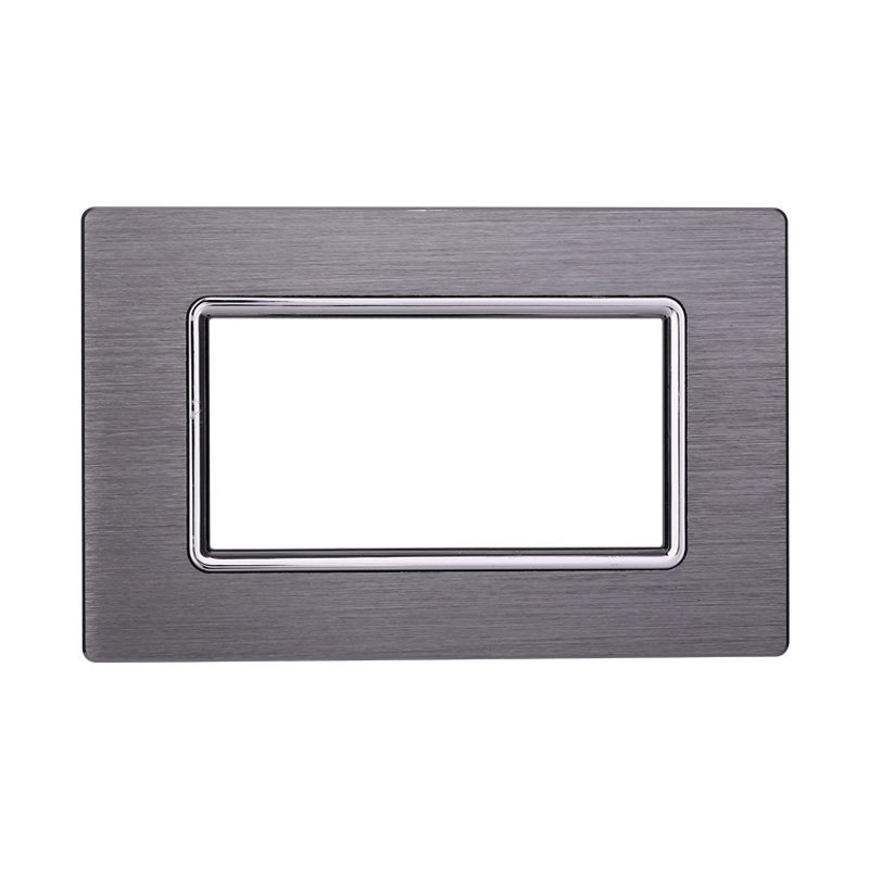 ETTROIT Placca In Alluminio Serie Space 4P Colore Silver Compatibile Con Bticino Living Light