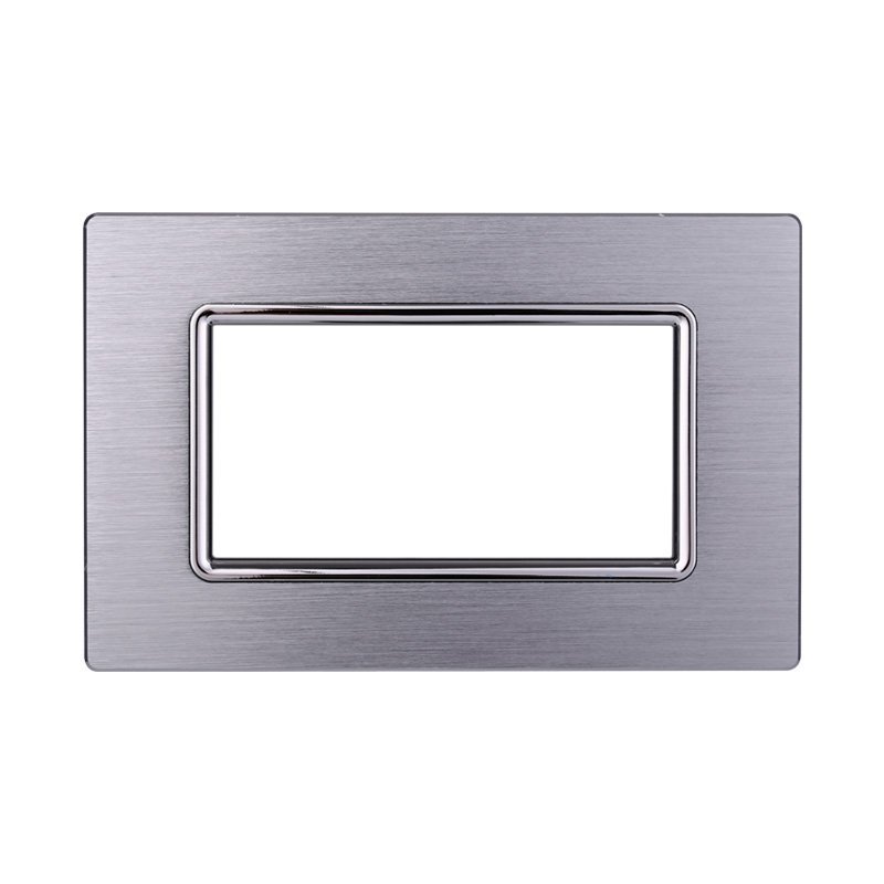 Placca In Alluminio Serie Space 4P Colore Silver Lucido Compatibile Con Bticino Living Light