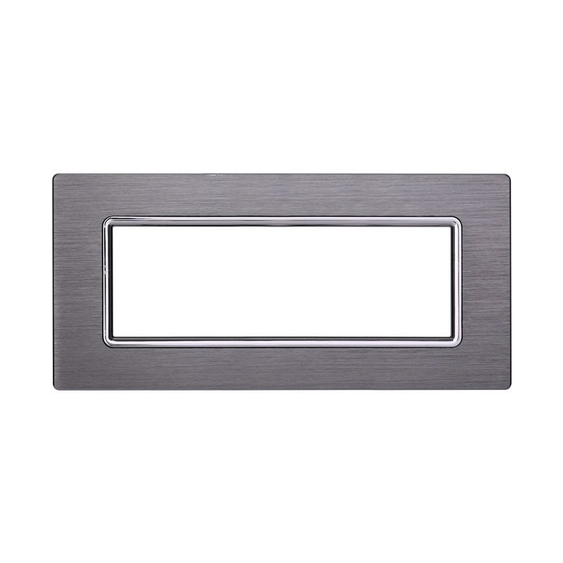 Placca In Alluminio Serie Space 7P Colore Silver Compatibile Con Bticino Living Light