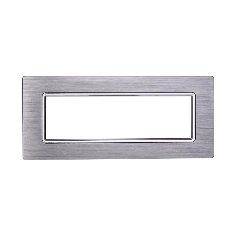 Placca In Alluminio Serie Space 7P Colore Silver Lucido Compatibile Con Bticino Living Light