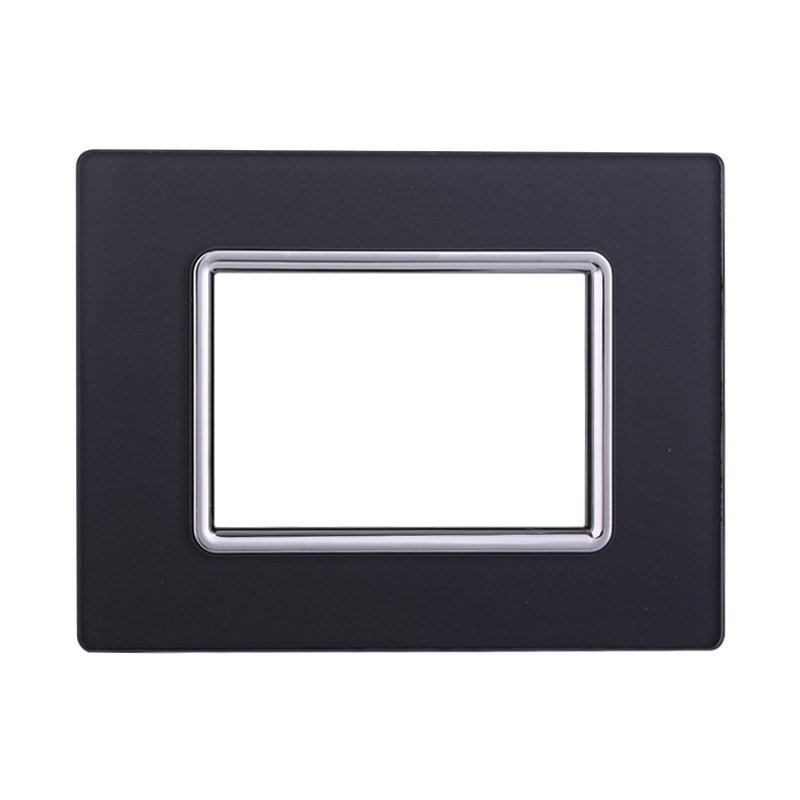 ETTROIT Placca In Vetro Serie Space 3P Colore Acciaio Scuro Compatibile Con Bticino Living Light