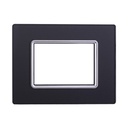ETTROIT Placca In Vetro Serie Space 3P Colore Acciaio Scuro Compatibile Con Bticino Living Light