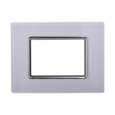 ETTROIT Placca In Vetro Serie Space 3P Colore Bianco Compatibile Con Bticino Living Light