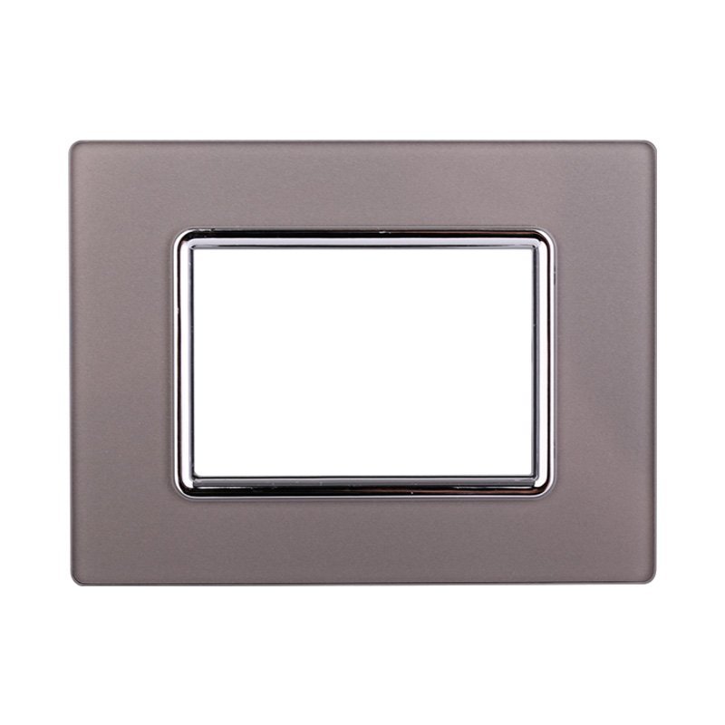 Placca In Vetro Serie Space 3P Colore Silver Compatibile Con Bticino Living Light