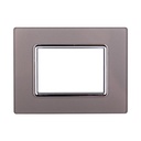 Placca In Vetro Serie Space 3P Colore Silver Compatibile Con Bticino Living Light