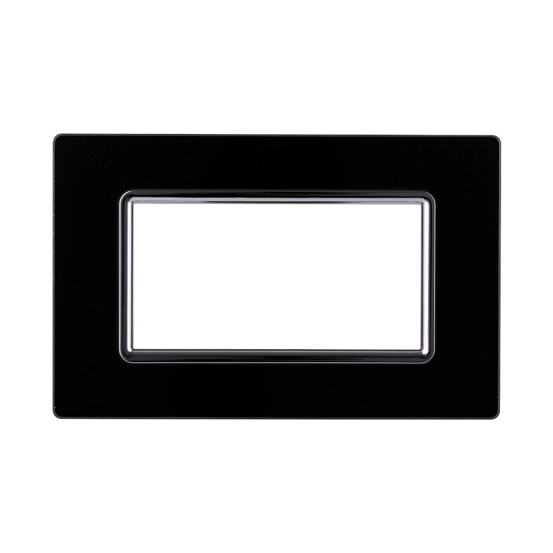ETTROIT Placca In Vetro Serie Space 4P Colore Nero Compatibile Con Bticino Living Light