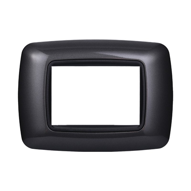 ETTROIT Placca Plastica Bombata Serie Space 3P Colore Acciaio Scuro Compatibile Con Bticino Living International