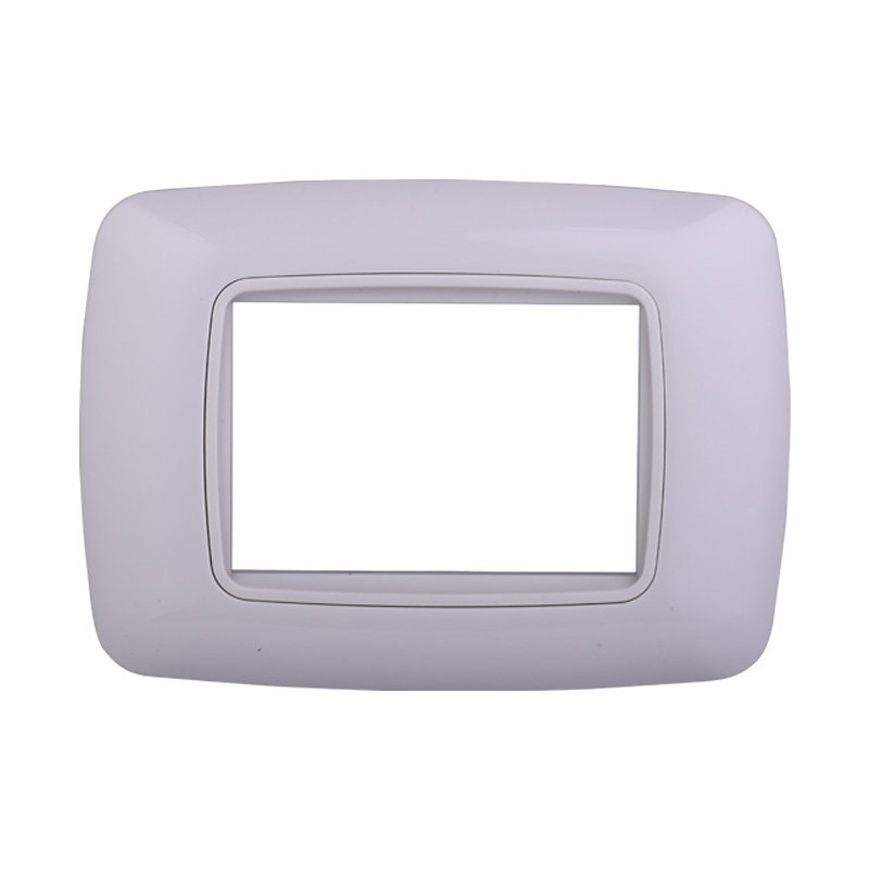 ETTROIT Placca Plastica Bombata Serie Space 3P Colore Bianco Completo Compatibile Con Bticino Living International
