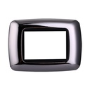 ETTROIT Placca Plastica Bombata Serie Space 3P Colore Cromato Lucido Compatibile Con Bticino Living International