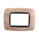ETTROIT Placca Plastica Bombata Serie Space 3P Colore Legno Scuro Compatibile Con Bticino Living International