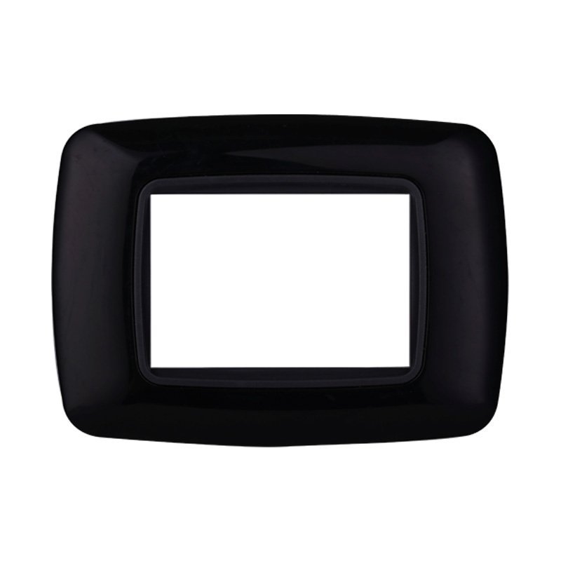 ETTROIT Placca Plastica Bombata Serie Space 3P Colore Nero Compatibile Con Bticino Living International