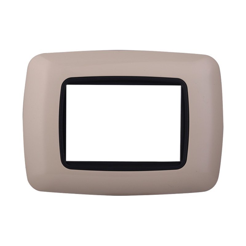 ETTROIT Placca Plastica Bombata Serie Space 3P Colore Sabbia Compatibile Con Bticino Living International