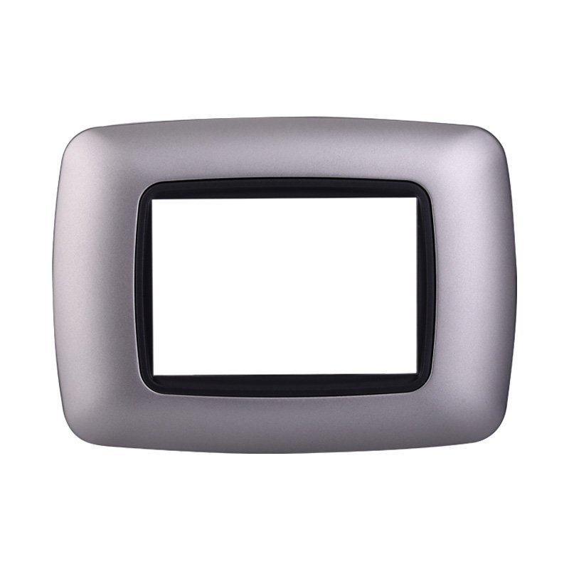 ETTROIT Placca Plastica Bombata Serie Space 3P Colore Silver Compatibile Con Bticino Living Light